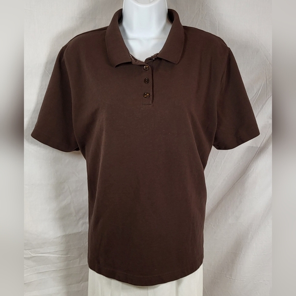 Kim Rogers Tops - KIM ROGERS Traditional Short Sleeve Brown Polo Shirt - Size XL or Plus Size 16